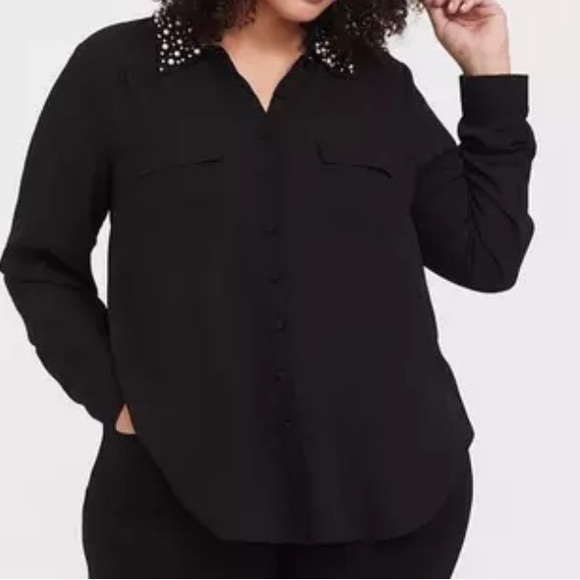 NWT-Torrid long sleeve button up shirt with beaded co… - Picture 1 of 9